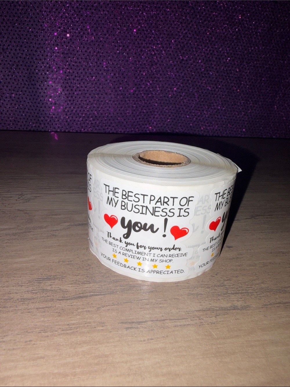 🆕💜500 Thank You Sticker Roll White Labels Red Hearts Packaging Shipping Supplie
